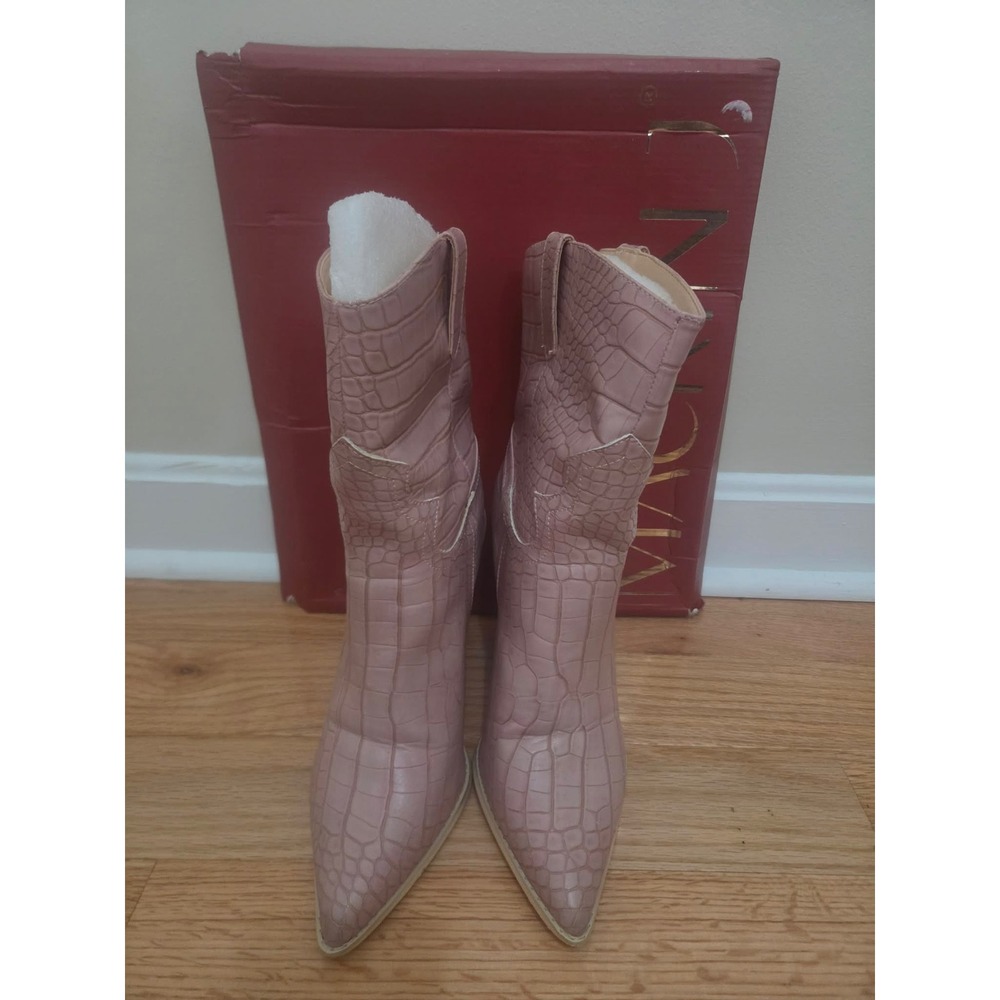 Mackin J Womens Blush Pink Croc Embossed Western Pointed Toe Ankle Boots size 10